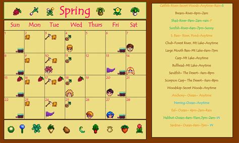 Stardew Spring Calendar