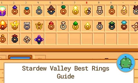 Stardew best rings. The first one has a chance to shield you from damage, the second heals you every kill. Pure efficiency: Burglar Ring and Iridium Band. The first one gives double monster loot, the second gives magnetism and DPS increase. Best balance: Iridium Band and Vampire Ring. Makes you stronger and heals you a bit. 