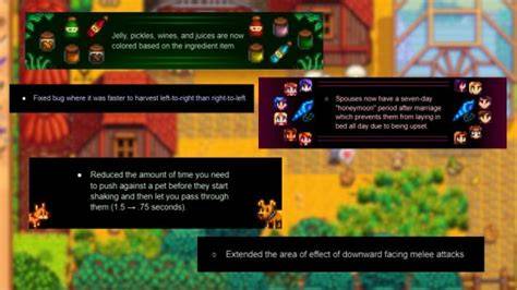 Stardew valley patch notes.  Hello, This patch addresses several issues on console versions ...