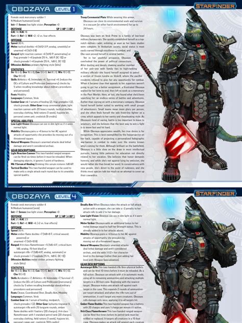 Starfinder pregenerated characters.  Each character has unique backgrounds, abilities, an...