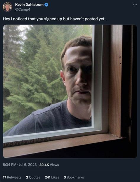 mark zuckerberg, threads, twitter threads, zuckerberg staring through window, ai generated, zuckerberg ai generated creepy stare. 
