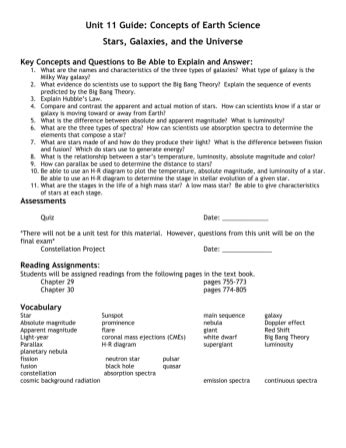 Stars And Galaxies Worksheet Answers Nidecmege