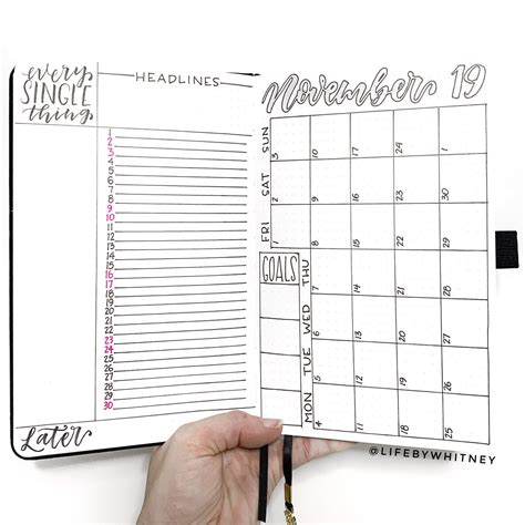 Start your Bullet Journal How to Draw a Monthly Spread Calendar