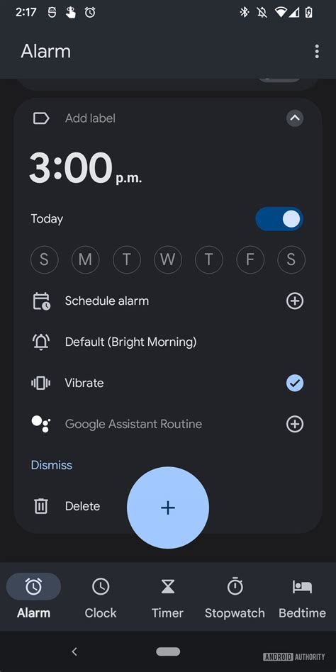 Starting an Alarm or Timer on an Android phone - Configuration