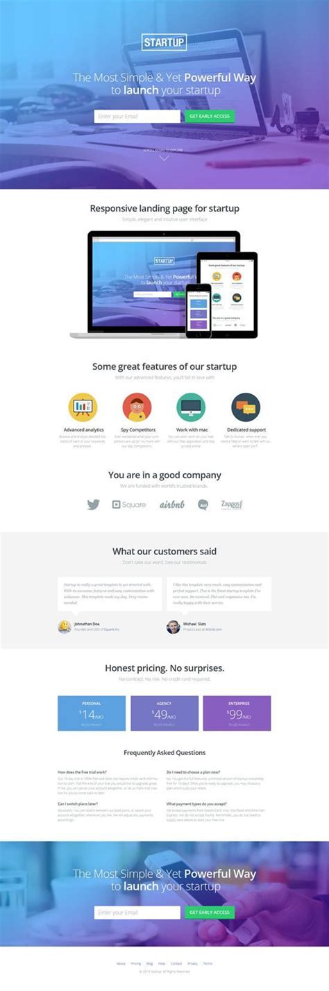 Startup Responsive Parallax Landing Page Template WebDesignBoom