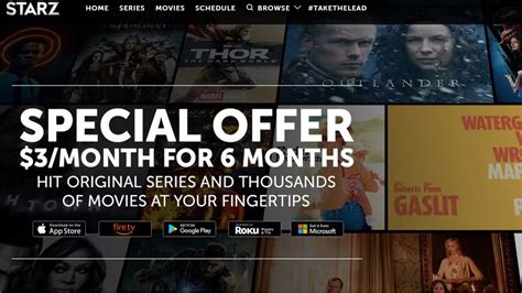 STARZ delivers exclusive original series and the best Hollywood hits. Find previews for action, drama, romance, comedy, fantasy, science-fiction, family, adventure, horror films and more! ... Watch your favorite series and movies with our special offer for only $5/mo for your 1st month Claim Special Offer. Movies. Last Chance View All. More .... 