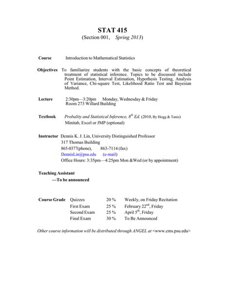Stat 415 psu syllabus.  There are two problems with "shall.  think to yourself &...
