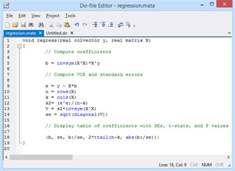 Stata program define syntax. j.  Stata’s matrix programming language, Mat...