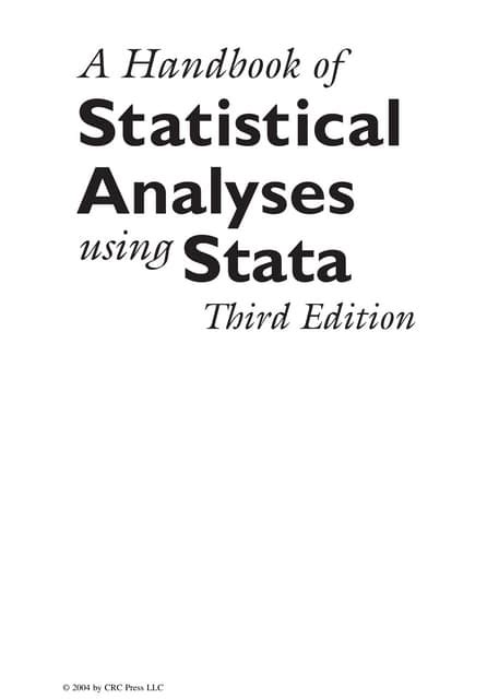 Stata tutorial pdf.  Handbook of Statistical Analyses using Stata is more of a ...