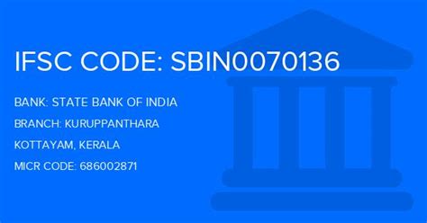 State Bank of India Kuruppanthara Branch IFSC Code - Kottayam, …