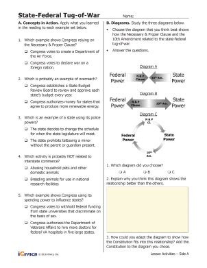 State federal tug of war worksheet answers key. State Federal Tug Of War. Displaying top 8 worksheets found for - State Federal Tug Of War. Some of the worksheets for this concept are Teachers guide, Work federalism 1 answer key, State power, Episode one student guide, Cradle of democracy name, I civics work key federalism, Goat in the rug lesson plans, Goat in the rug lesson plans. 