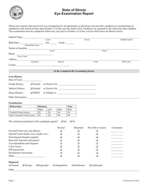 State of Illinois Eye Examination Report - d62.org