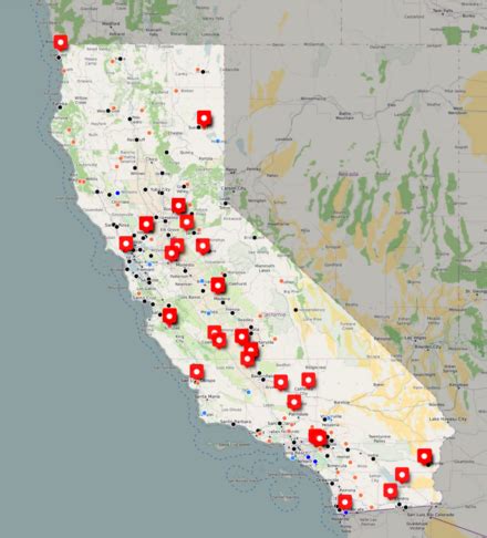 State prisons in california.  Using the embedded map: Zoom in to see fac...