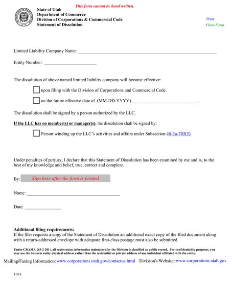Statement Of Dissolution Fill Out and Sign Printable PDF Template