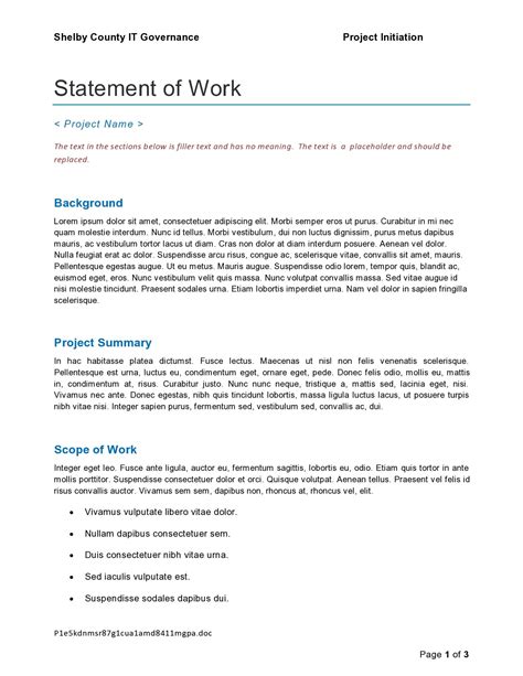 Statement Of Work Templates