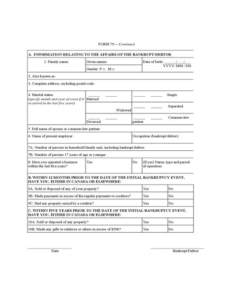 Statement of Affairs Sample Form Free Download