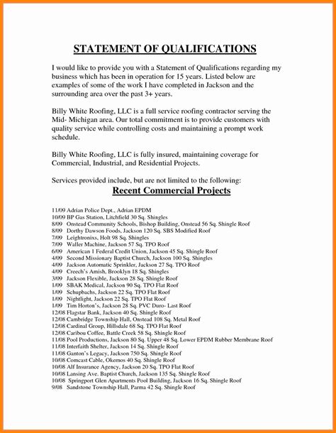 Statement of Qualification