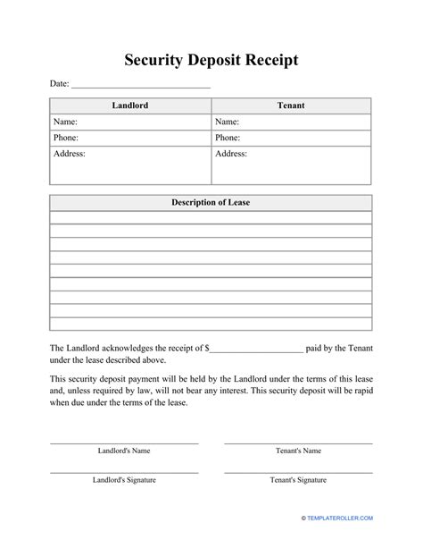 Statement of Security Deposit Form Fill Out and Sign Printable PDF