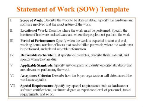 Statement of Work Template in Word and Pdf formats