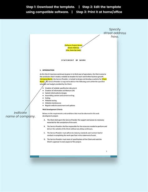 Statement of Work for Web Development Template [Free PDF] Google Docs