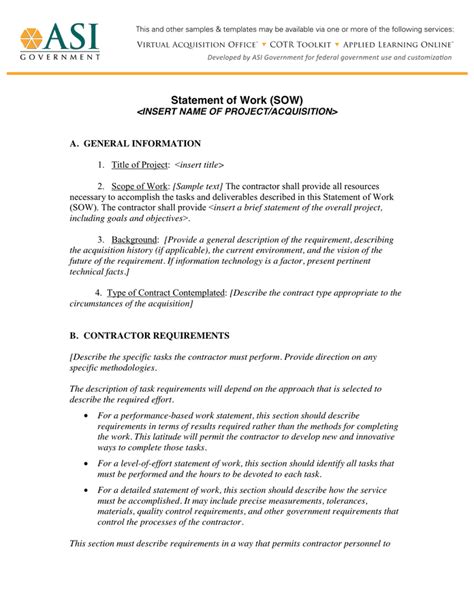 Statement of Work in Word and Pdf formats page 3 of 7