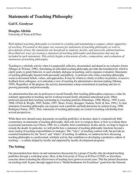 Statement of teaching philosophy Teaching statement, Teaching