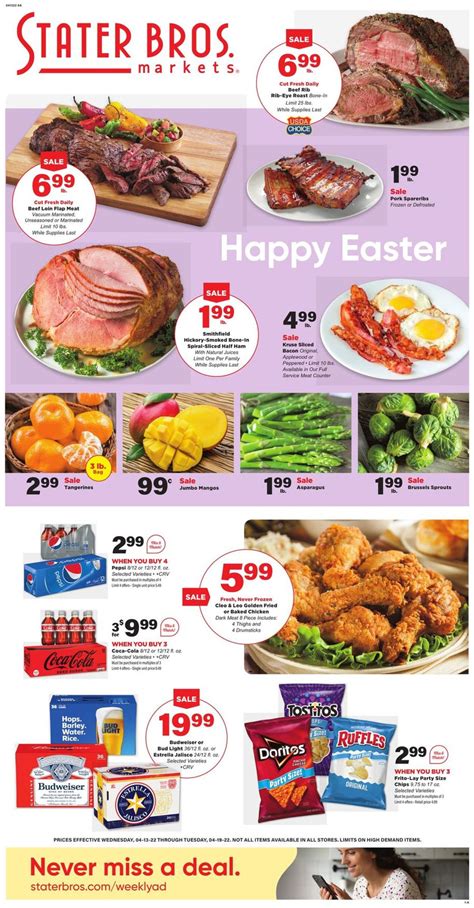 Now viewing: Stater Bros Weekly Ad Preview 10/04/23 - 10/10/23. Stater Bros weekly ad listed above. Click on a Stater Bros location below to view the hours, address, and phone number. The Stater Bros weekly flyer is very easy to browse through. The sales are separated into categories so that it is easy to tell if the product you are looking .... 