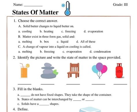 States Of Matter Practice Problems With Answers