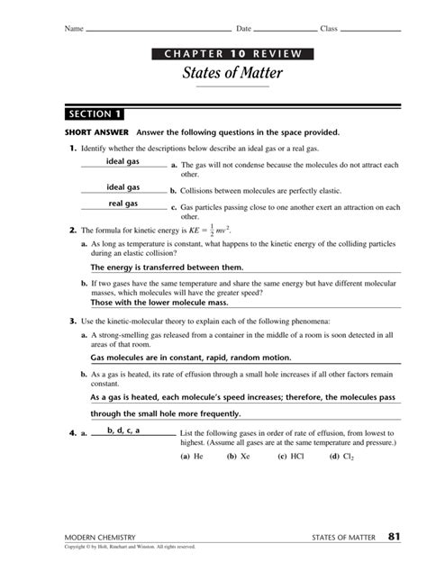 States of matter study guide answer key. - Guida allo studio per esame lbsw.
