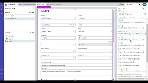 Static view value for form component in ServiceNow UI Builder YouTube