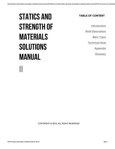 Statics strength of materials solution manual. - Labour law and crime an historical perspective.
