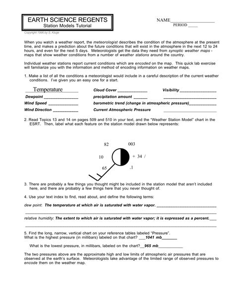 Station Earth Models Science Regents Answers