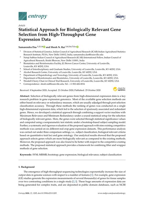 Statistical approach for selection of biologically …