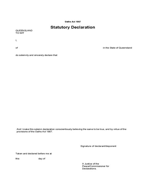 Statutory Declaration Form Qld Printable