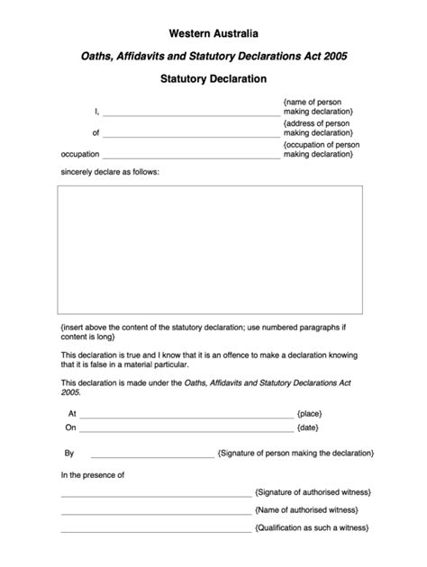 Statutory Declaration Form Wa Fill Out and Sign Printable PDF