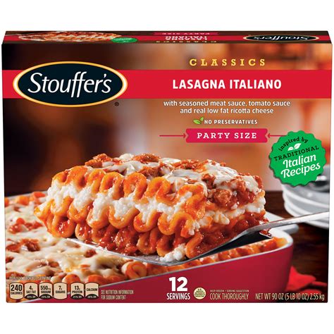 Stauffers lasagna. Family Size. Where To Buy. NO SELLERS FOUND. Lasagna noodles layered between a blend of five cheeses and seasoned tomato sauce. Made with ingredients you can feel good about for a homemade taste the family will love. Feeding friends and family since 1924. 
