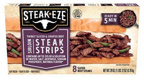 Step up to steak in all your favorite meals with Steak-EZE® Thinly Sliced and Shaped Sirloin Steak Strips. These USDA Choice sirloin steak strips are pre-portioned and easily used from your freezer to the skillet. Convenient and Versatile. Beef sirloin steak is a versatile ingredient that can be used at breakfast, lunch and dinner.. 