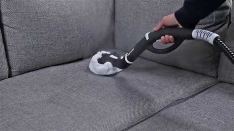 Steam clean sofa. Vacuum the sofa with the upholstery attachment. [1] Set the vacuum to the lowest setting and attach the upholstery brush to it. Use the attachment to lightly go over the surface of your couch and suck up the dirt that you loosened with brushing. [2] 3. Continue to brush and vacuum your sofa on a weekly basis. 