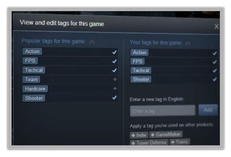 Steam gets user defined tagging 
