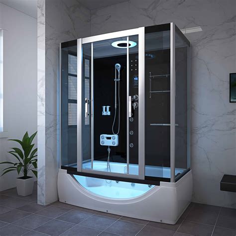 Steam room shower. The Ariel Platinum DA328-1F8-L is the best steam shower on our list and our top pick. This 3kW steam shower has a gorgeous modern aesthetic design that will complement any bathroom interior. Powerful body jets include 14 whirlpool massage jets and 6 full-body jets for the ultimate relaxation experience. 