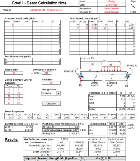 Steel Beam Calculation Note