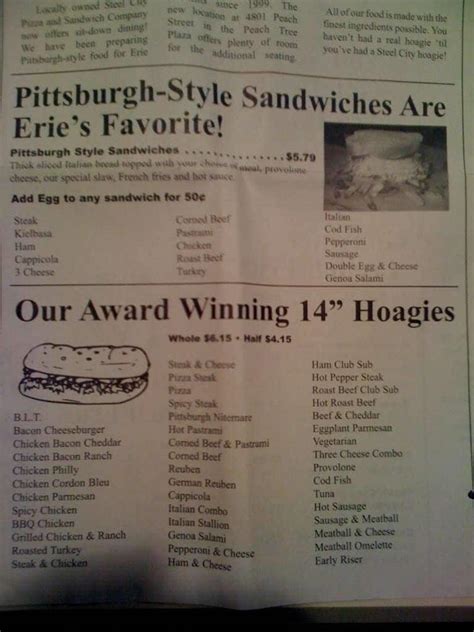 Steel city erie pa. Steel City Sandwich Company, Erie, Pennsylvania. 4,288 likes · 65 talking about this · 900 were here. 