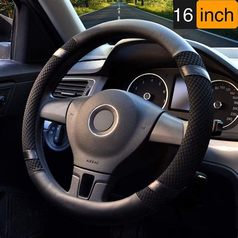 CGEAMDY Leather Car Steering Wheel Cover, Elastic, Breathable and Anti-Slip, Universal 38 cm, Cool in Summer Warm in Winter, Steering Wheel Protector Cover for Men Women, Car Accessories (Black) 205. £1099. Save 5% on any 4 qualifying items. FREE delivery Fri, 31 May on your first eligible order to UK or Ireland.. 