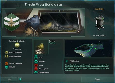 Also, you will have access to Criminal Raid. This "once per 10 years" Edict will allow a Criminal Syndicate to launch a massive criminal campaign accross the whole Galaxy. All empires which have a branch office owned by the syndicate will suffer a temporary criminal increase unless they bribe the said Syndicate for Energy Credits.