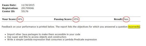 Step 7. Learn exam result Java Certification Notes