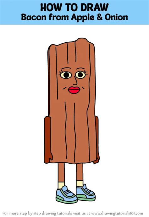 Step by Step How to Draw Bacon from Apple & Onion