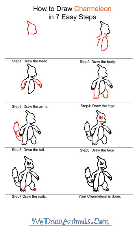 Step by Step How to Draw Charmeleon from Pokemon