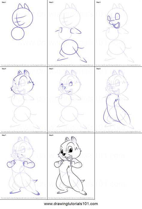 Step by Step How to Draw Chip from Chip and Dale DrawingTutorials101
