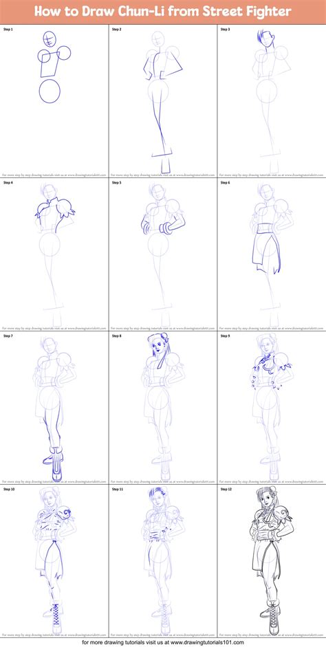 Step by Step How to Draw ChunLi from Street Fighter