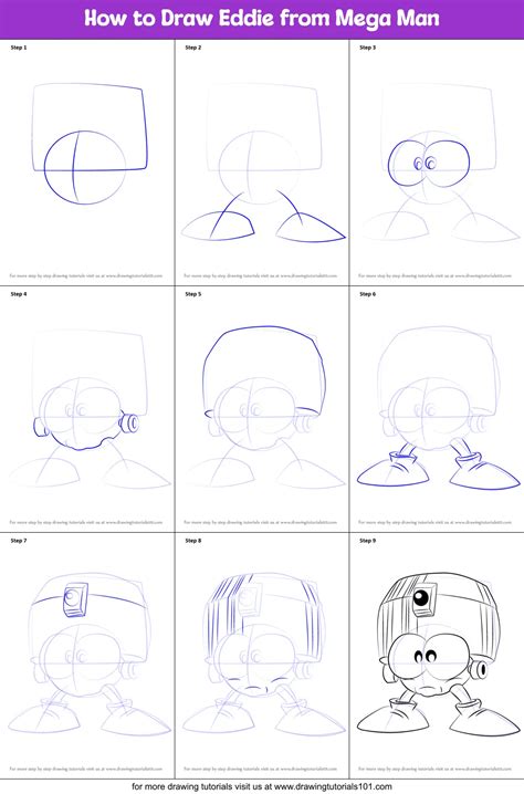 Step by Step How to Draw Eddie from Mega Man
